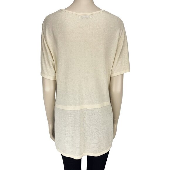 MONARI by Bosch Textil Semi-Sheer Scoop Neck Short Sleeves Tunic Top US 12 CA 10 - Picture 2 of 7